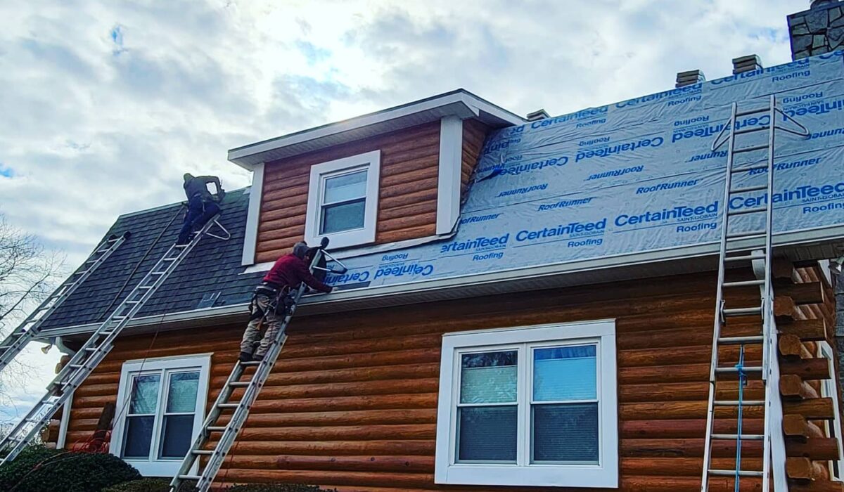 working on roof