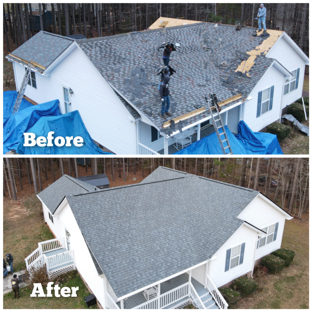roofing installation before and after