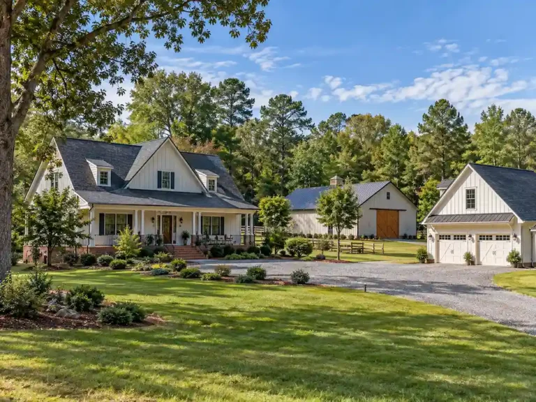 Franklinton, NC barn and garage roofing on a large residential property with multiple outbuildings