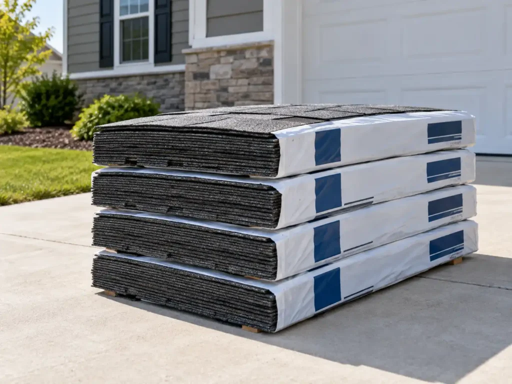 How Long Does a Roof Replacement Take? 1 How long does a roof replacement take with asphalt shingles stacked for installation