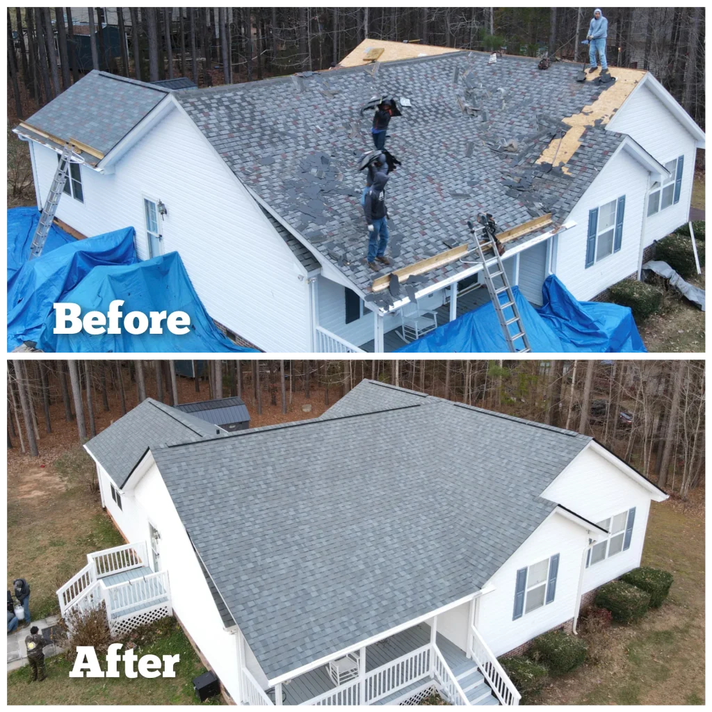 roofing installation before and after